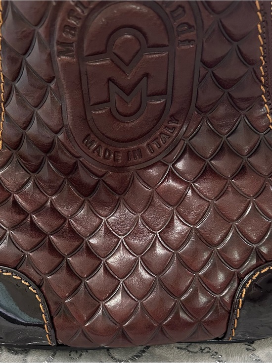 NWT Marino Orlandi SALLY, Two-Tone White & Brown Leather Backpack w/Red Accent main image 9